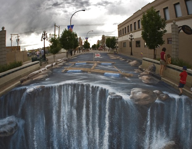 3D chalk street art, by Edgar Mueller.